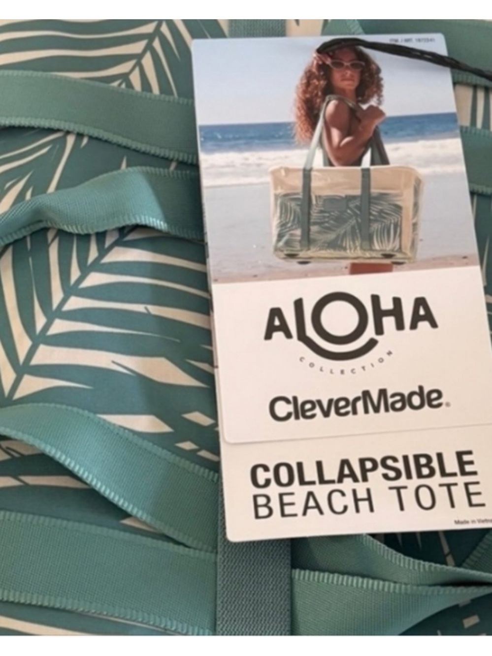 ALOHA Collection Teal Palm Print Tote